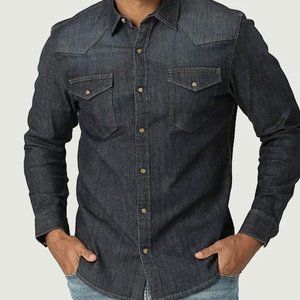 WRANGLER Men's Flex Denim Snap Button Down Shirt SZ Medium BRAND NEW Never Worn